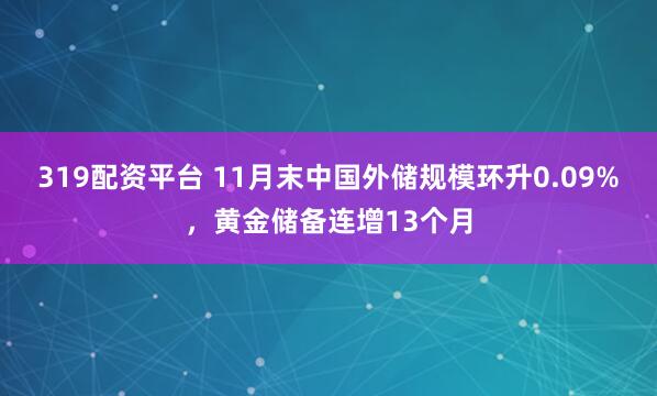 319配资平台 11月末中国外储规模环升0.09%，黄金储备连增13个月